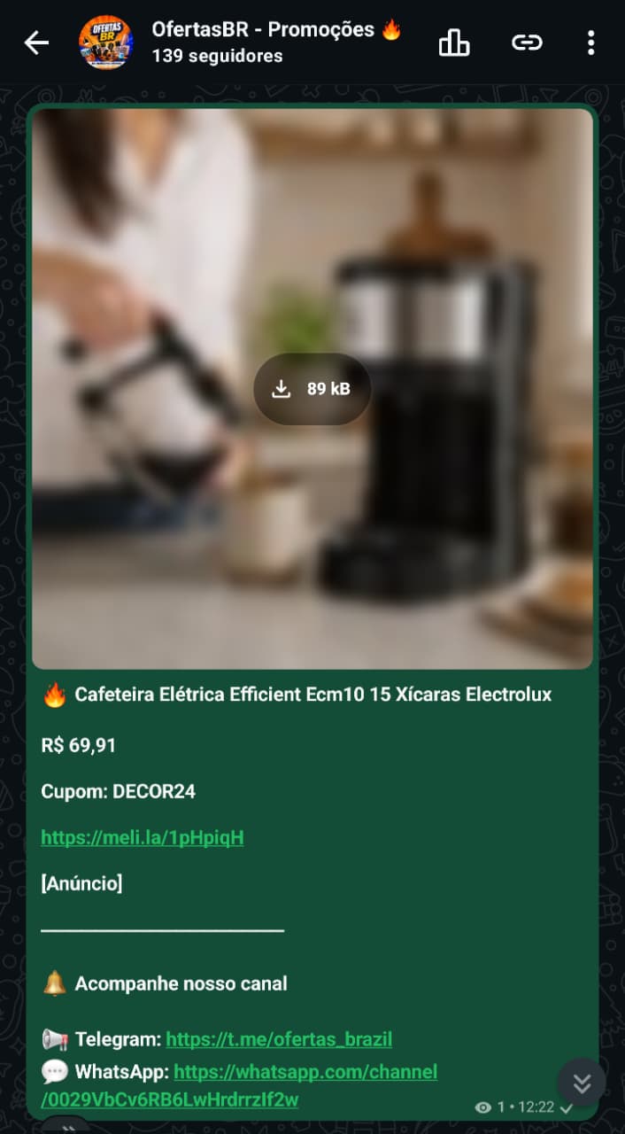 Captura da publicação de Cafeteira Electrolux ECM10